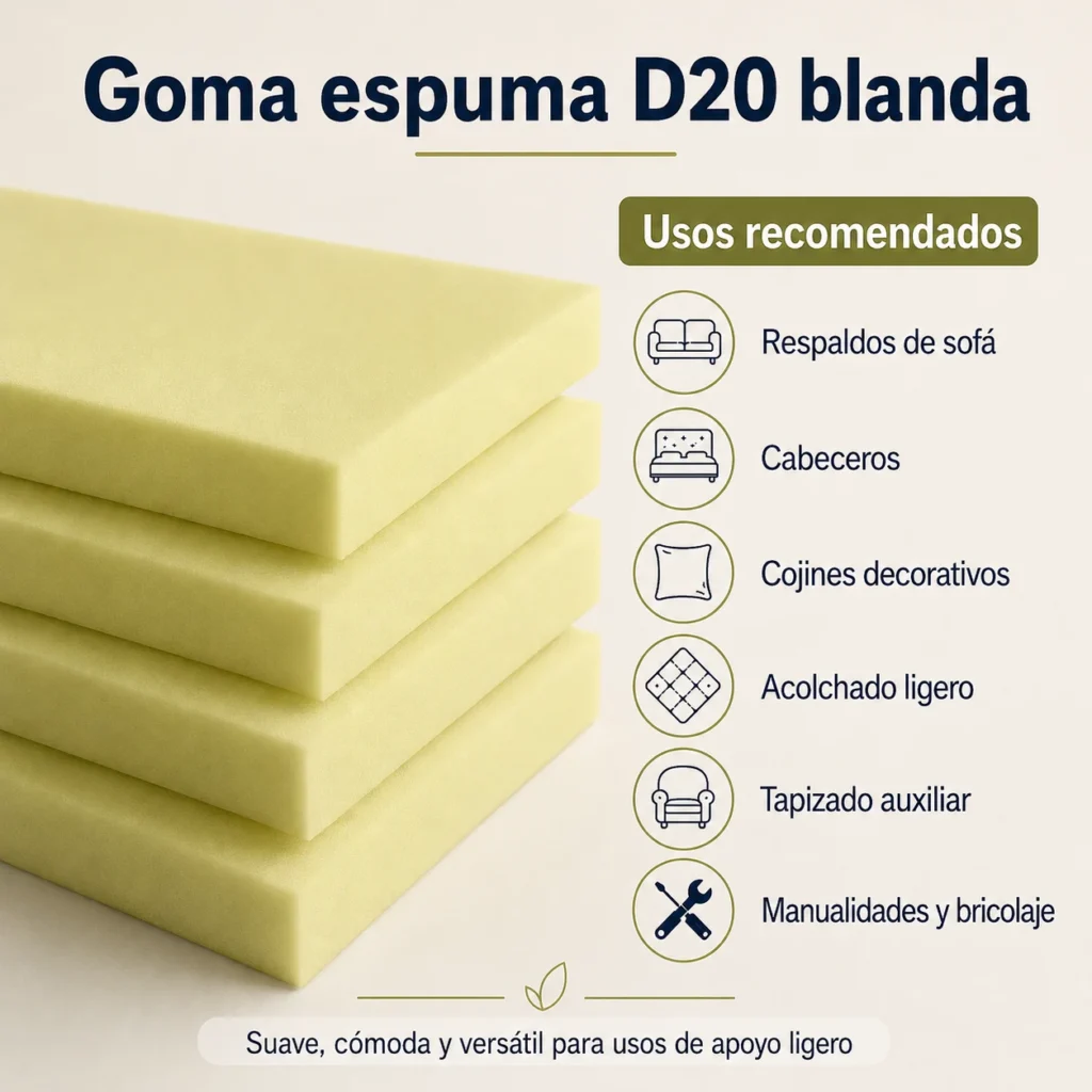 Goma Espuma 200x120 cm D20 – Grosor a elegir