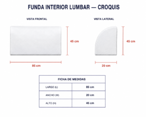 funda interior cojín lumbar 85x45x20 cm