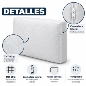 Detalles funda interior TNT 80 g con cremallera lateral
