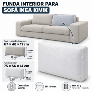 Funda interior para respaldo IKEA KIVIK 67x48x11 cm con medidas