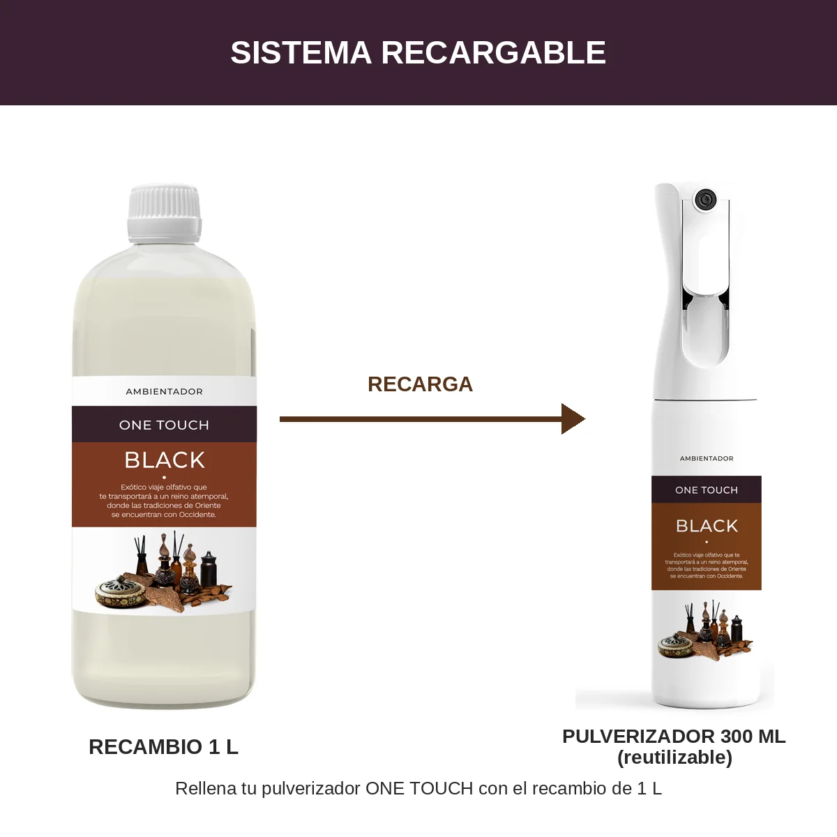 Ambientador ONE TOUCH BLACK 300 ml - Imagen 3